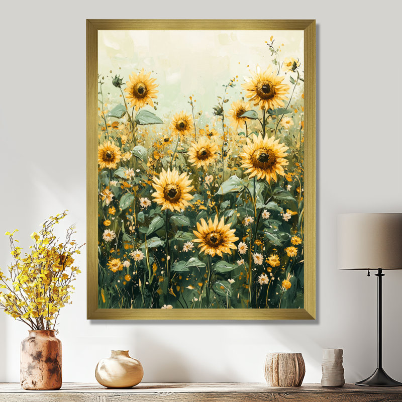 Drusi - art mural floral, H 32 po x l 24 po, Reproduction encadrée d'une seule photo, Doré