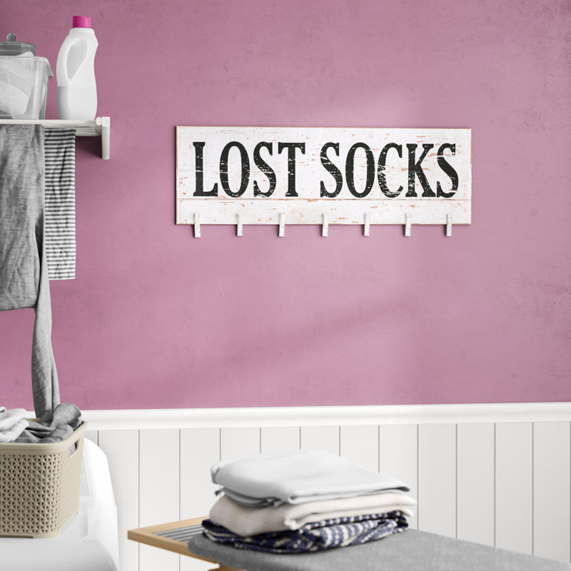Panneau mural « Chaussettes perdues » avec 7 pinces à linge