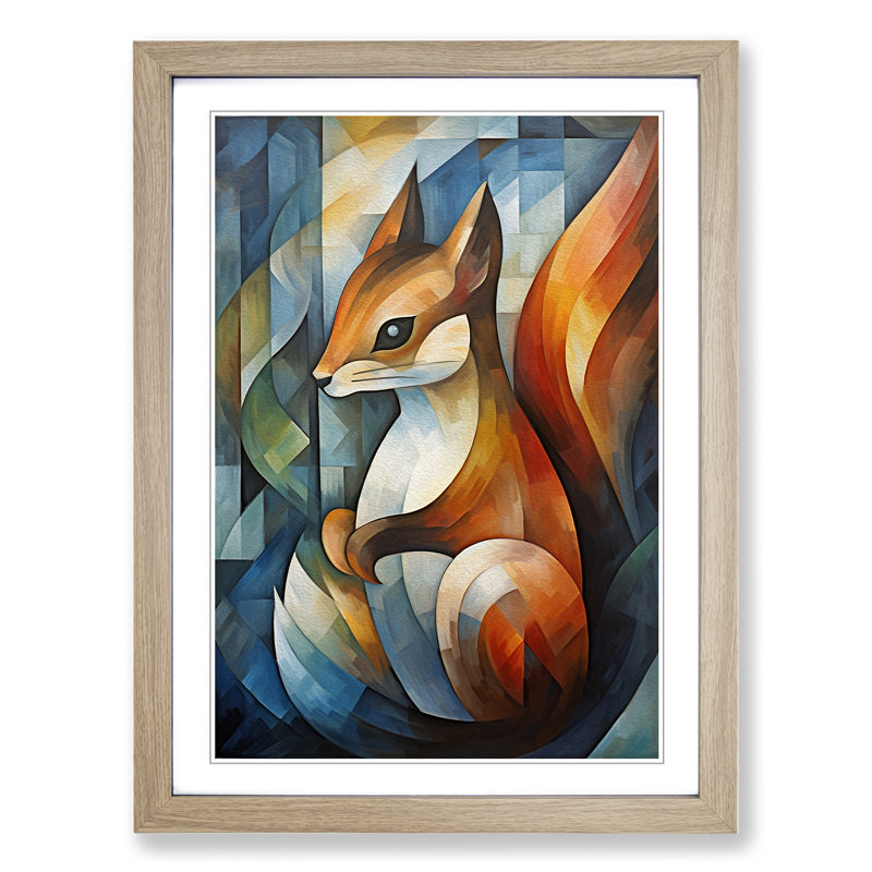 Squirrel Abstract - Single Picture Frame Print on Wood
