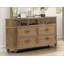Commode simple contemporaine 1 pièce avec placage de chêne rustique, bois massif, tiroirs en queue d'aronde et panneau de miroir avant pour la chambre à coucher