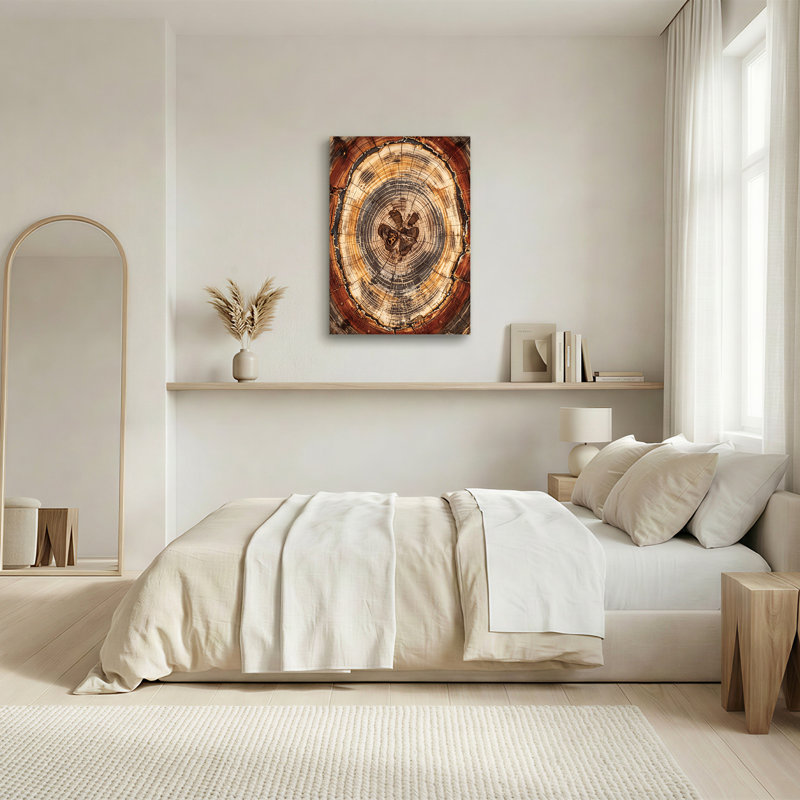 Art mural sur toile rétro avec anneaux d'arbre, 24"H x 16"W