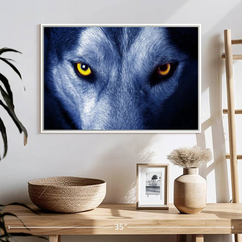 Mystic Wolf Eye, Cadre flottant blanc, 19 po x 13 po