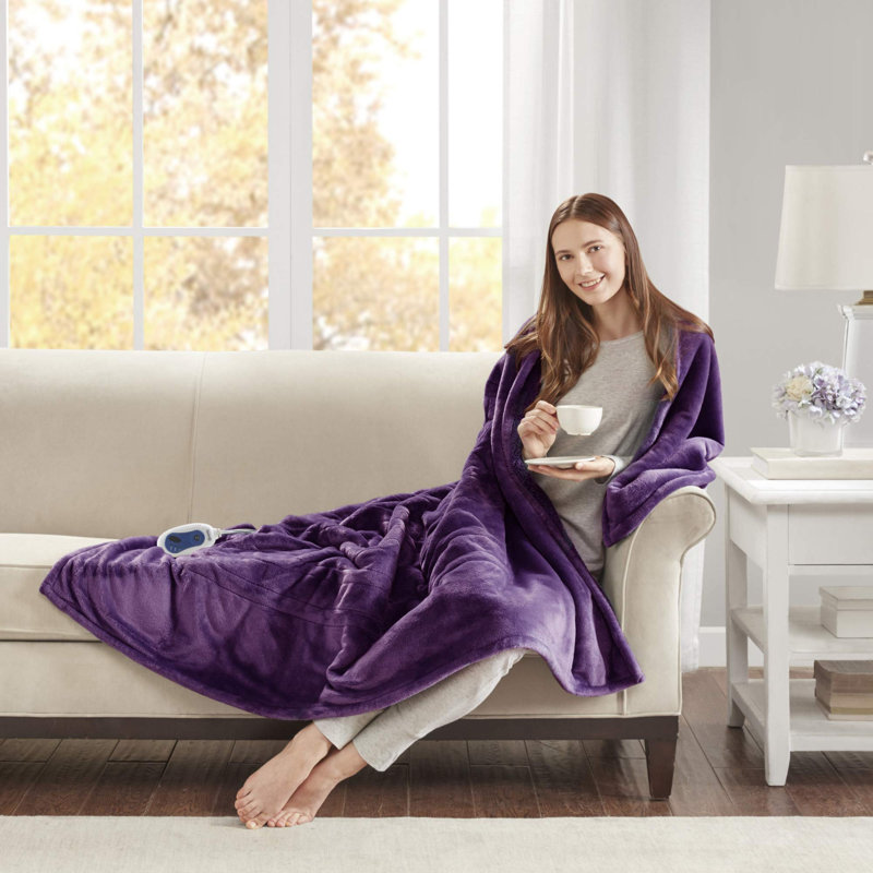 Couverture en tricot Bree, Très grand, Mauve