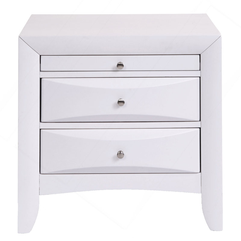Table de chevet blanche avec 2 tiroirs, Blanc