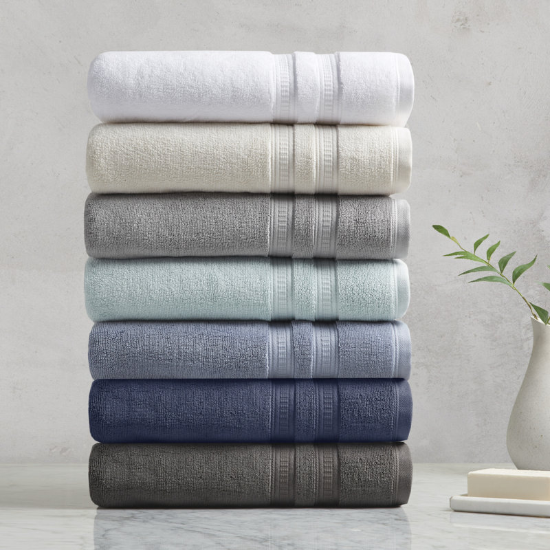 Ensemble de serviettes antimicrobiennes 100% coton Plume, Bleu