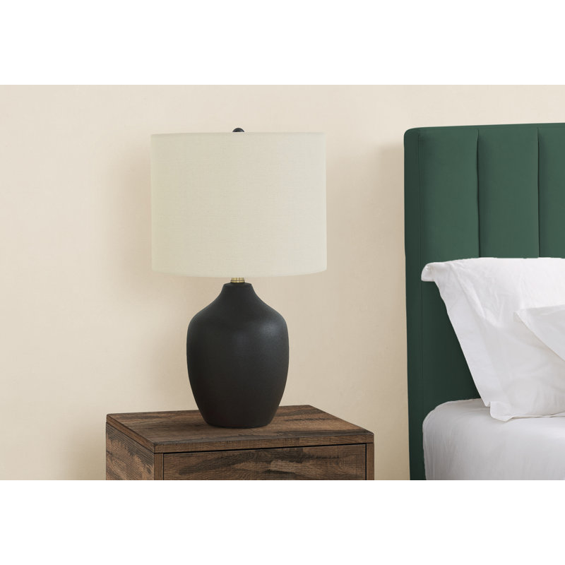 Lighting, Table Lamp, Black, Ivory, 15" H x 13" W x 13" D