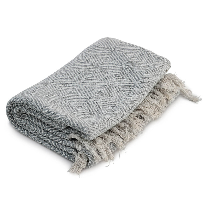Throw Blanket, Gray/Beige, Geometric Shapes