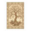 Tapis oriental doux et moelleux à motif oriental arbre de la connaissance en beige - reliure beige-983789019