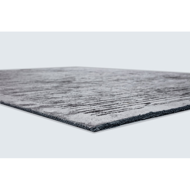 Rapture Black/Gray Stripes Luxury Area Rug, Rectangle 7'10" x 11'2"