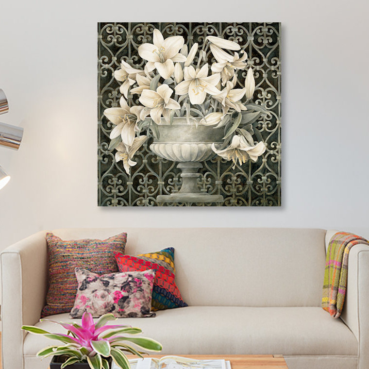 «Lilies In Urn», impression sur toile, H 12 po x l 12 po x P 0,75 po, Toile tendue, Pas de tapis