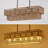 6-Light 33.46" Boho Rattan Kitchen Island Chandelier For Dining Room, Farmhouse Rectangle Chandelier Light Fixture For Bar Dining Room Living Room