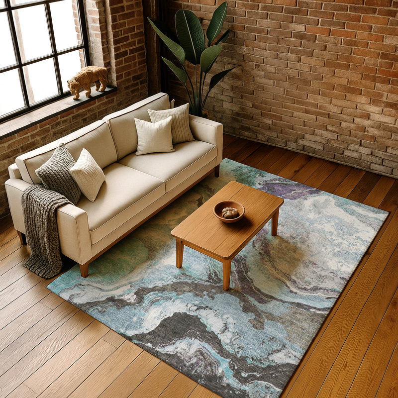Premium Machine Washable Mayfield AMF1908 Abstract Rug, Rectangle 5' x 7'6"