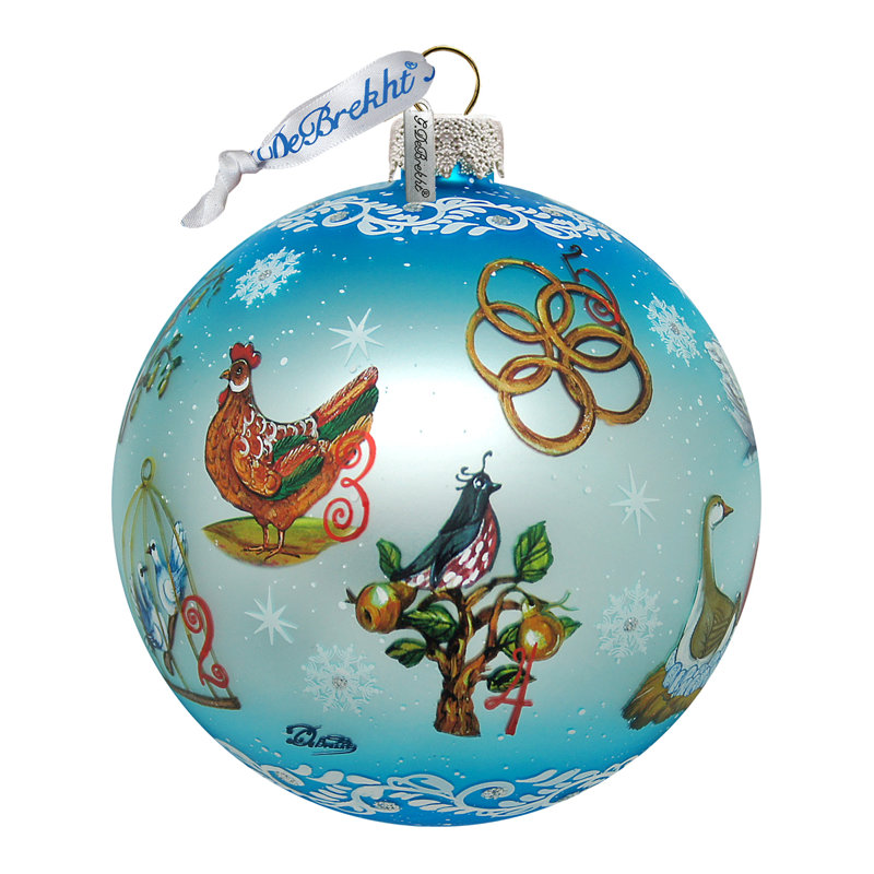 Holiday Splendor 5.5'' Handmade Glass Ball Ornament, Christmas 6, 5.5" H x 5" W x 5" D