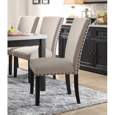 Parson Dining Chairs Set Of 2, Lenin Comfort Nailhead Trim Wooden Dining Furniture Contemporary Padded Seat