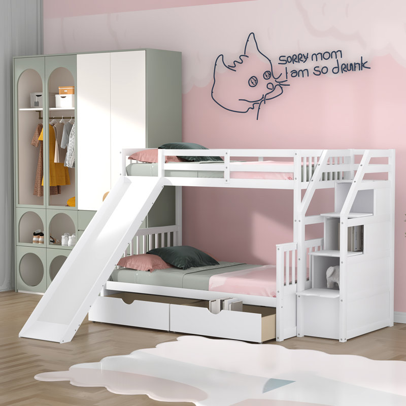Gurubaksh Kids Twin Over Full Bunk Bed, White