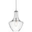 Suspension Kichler Everly chromée de 38,7 cm (15,25 po) à une lumière avec abat-jour transparent en forme de larme-1254441226-1268284791-1254475800