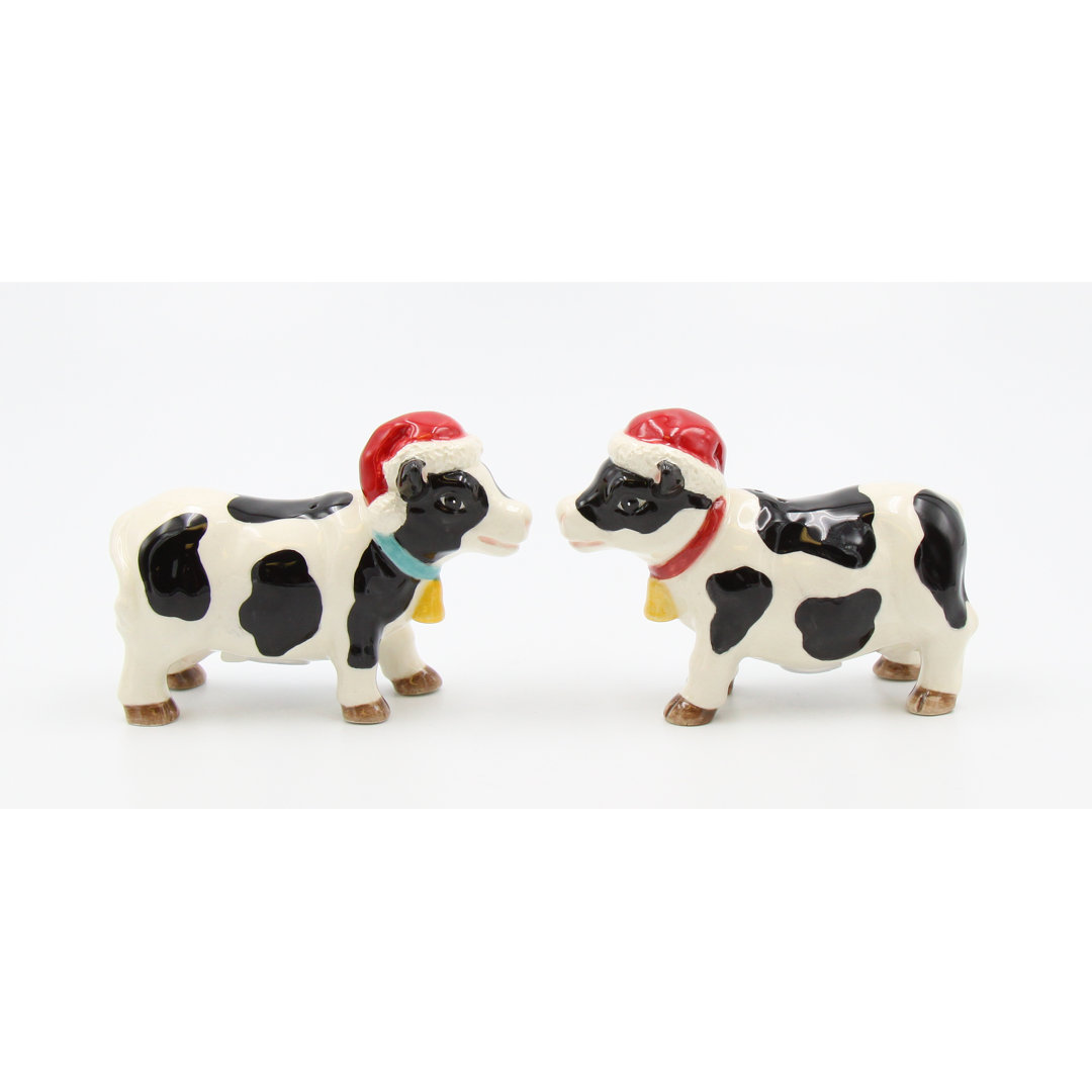 Cosmos Gifts Cow's Wearing Christmas Hat Salt & Pepper Shaker Set Cosmos Gifts