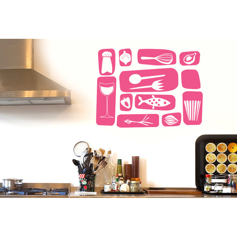 Kitchen Symbols Wall Sticker, Medium, Pink