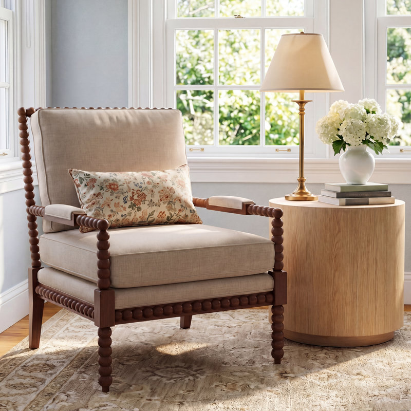 Keaton Upholstered Armchair, Manhattan, Peyton 22 Blue Performance Twill