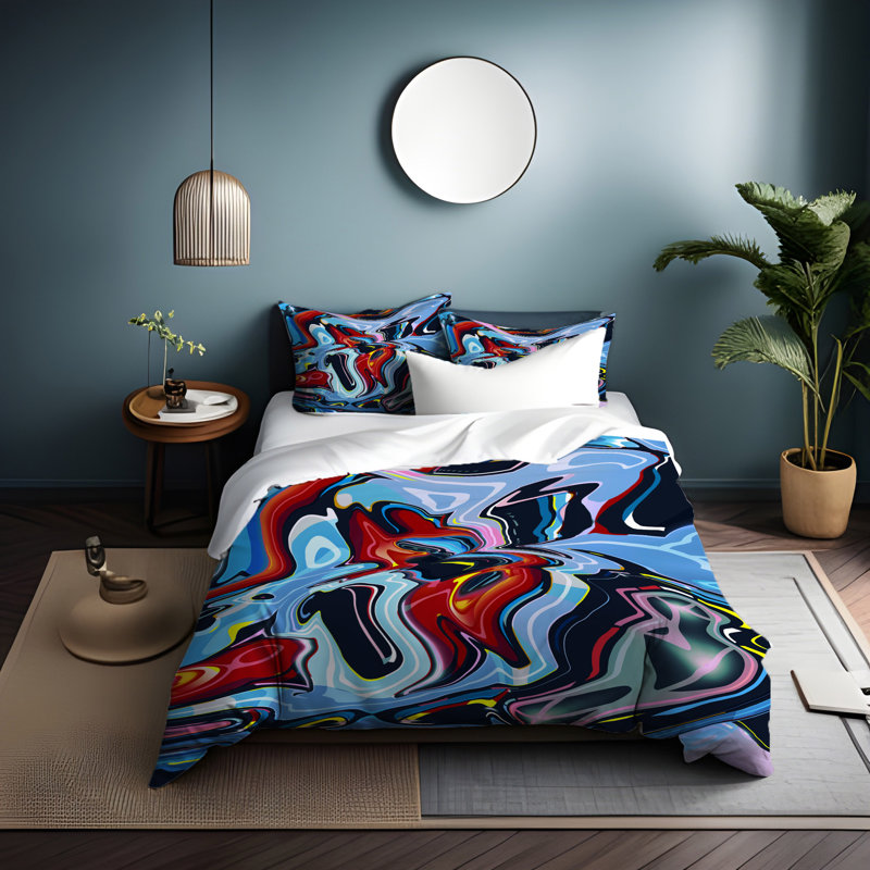 Polyester Abstract Duvet Cover, King Duvet Cover + 2 King Shams