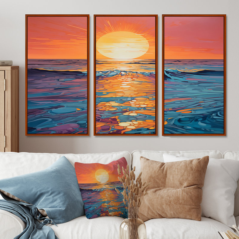 Salcedo - Sunset Wall Art Print Set, Brown Floater Framed, 32" H x 48" W x 1" D