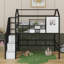 Lit mezzanine en métal avec toit et boîte de rangement-39627402