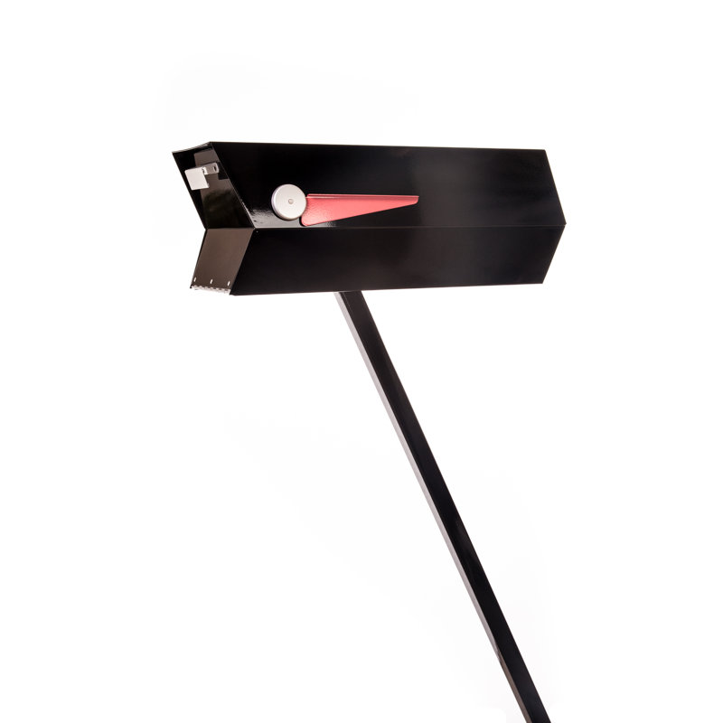 Steel Post Mounted Mailbox with Magnetic Closure, Black