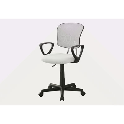 Chaise de bureau, hauteur réglable, pivotante, ergonomique, accoudoirs, bureau d'ordinateur, travail, juvénile, métal maillé blanc, contemporain, moderne