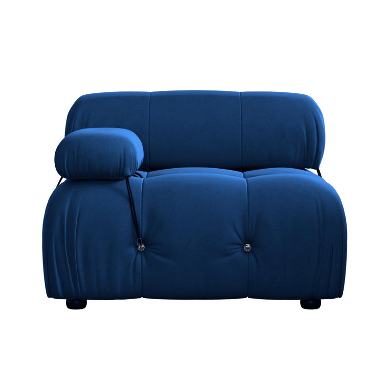 Upholstered Modern Velvet Fabric Single One-Armed Chair, Blue