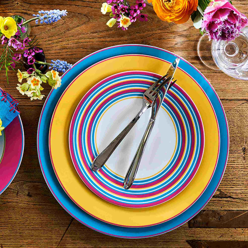 Spode Kit Kemp Calypso 13" Serving Platter | Vibrant Turquoise | Porcelain | Dishwasher and Microwave Safe | Ideal for Salad, Snacks, and Appetizers | Elegant Presentation | Home & Gathering Use