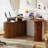 59" Reversible Computer Desk with Storage, L Shaped Multi-functional Desk with Sliding Door
