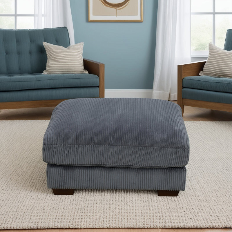 37" Corduroy Modular Ottoman – Convertible Sectional Footrest, Coffee Table & Seating, Dark Gray