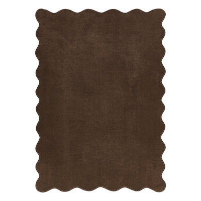 Scalloped Ultra-Soft Washable Rugs Indoor Thick Plush Non Slip Carpet Easy Clean Fuzzy Fluffy Solid Floor Cover for Living Room Bedroom Nursery