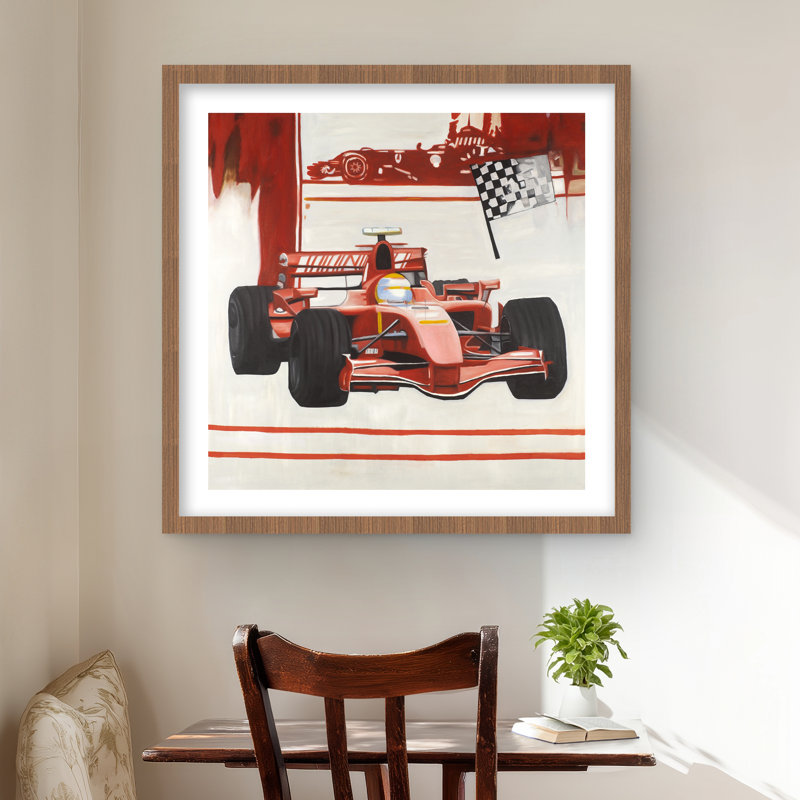 Formule 1 voiture - reproduction encadrée mate pour homme | Décoration intérieure, Brun, H 24 po x l 24 po