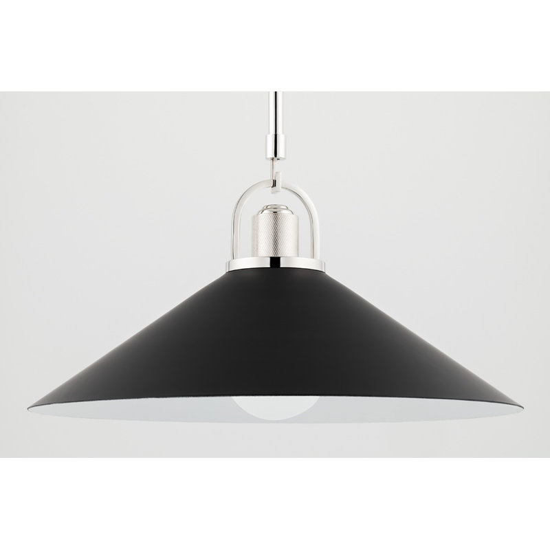 Syosset 1 - Light Single Cone Pendant, 27.75'' H X 16'' W X 16'' D, Black, Aged Brass