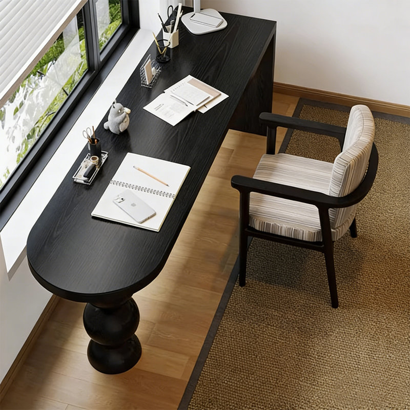 Black Half-Circle Solid Wood, 29.53"H×55.12"L×23.62"W