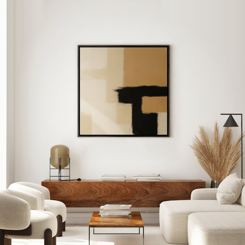 Art mural encadré abstrait rétro antique classique pour chambre à coucher, Noir, H 16 po x l 16 po