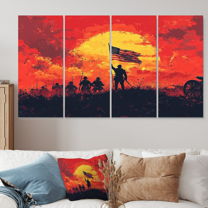 Historical American Revolutionary War Moment I - Army Soldiers Wall Art Set, 32" H x 64" W