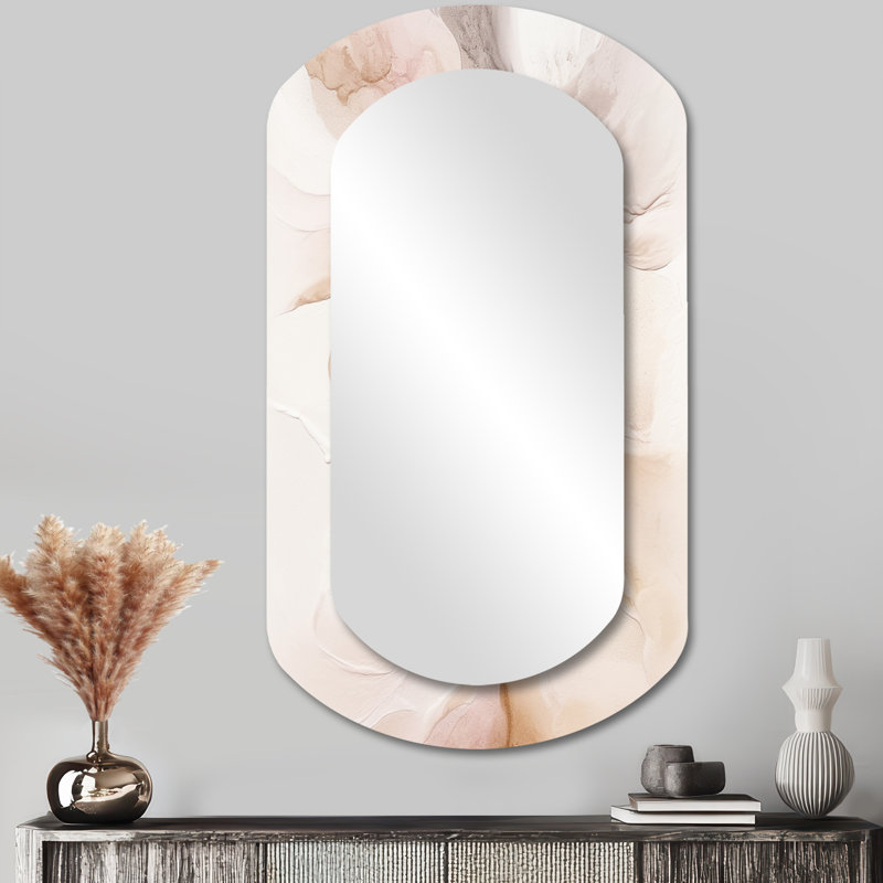 Miroir mural brun moderne délicat II - formes abstraites en marbre, 43 po x 23 po