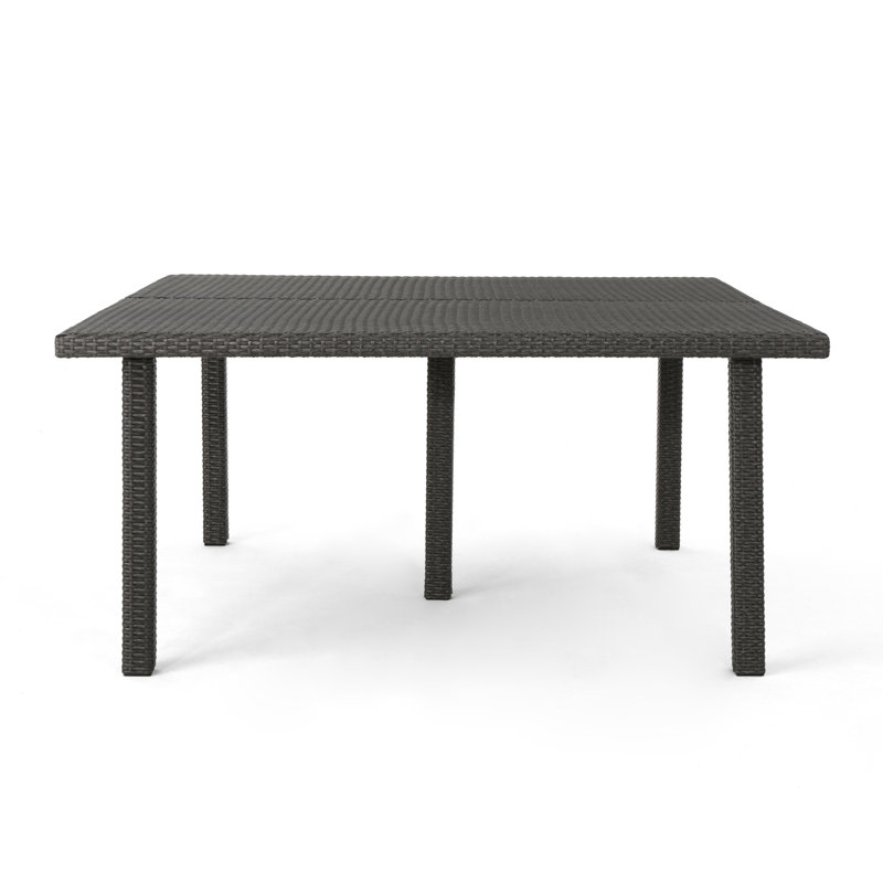 Grande table de salle à manger d'extérieur avec pieds droits modernes et table de patio résistante aux intempéries, Gris