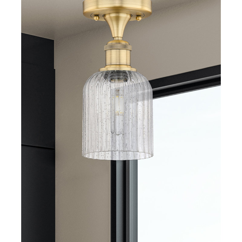 Edison - Adriena - 1 Light 5" Semi-Flush Mount, Brushed Brass, Seedy
