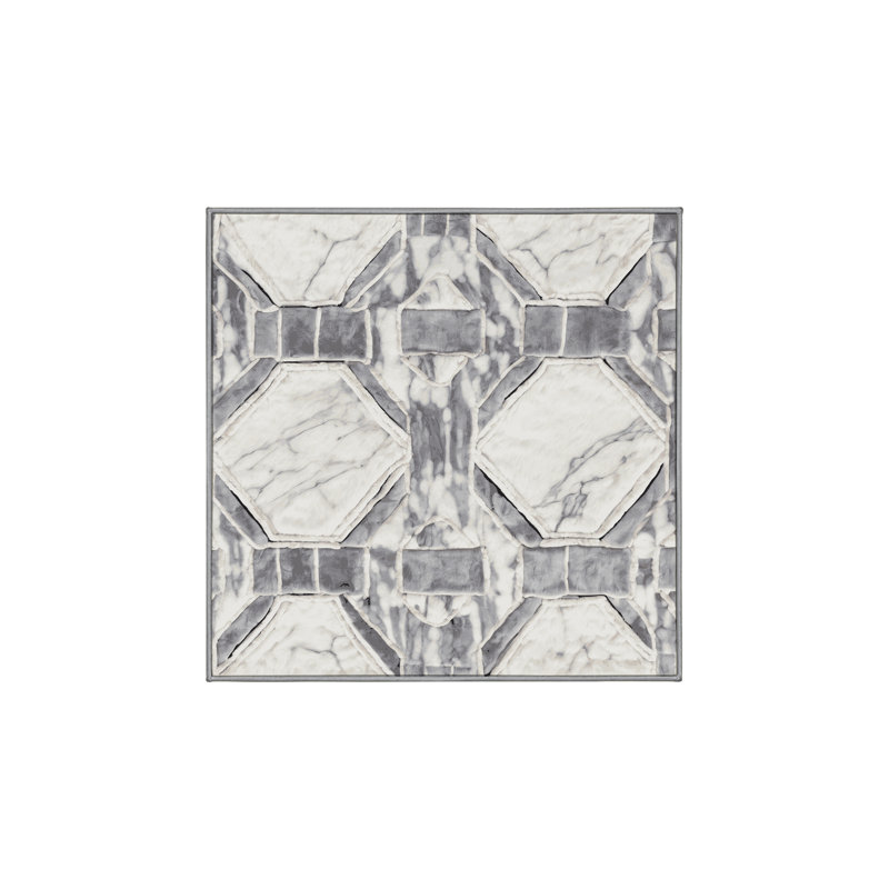 Machine Washable Gray Area Rug, Square 5'