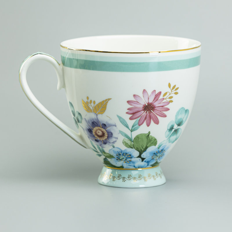 Fantastic Floral Porcelain Teacup, Mint