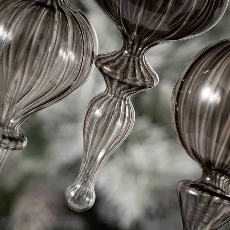 Frosted Reflections 3 Piece Christmas Ombre Finial Ornament Set