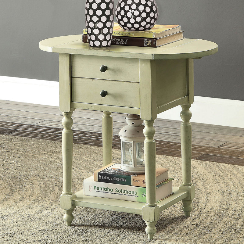Kayli End Table with Storage, 	Antique White