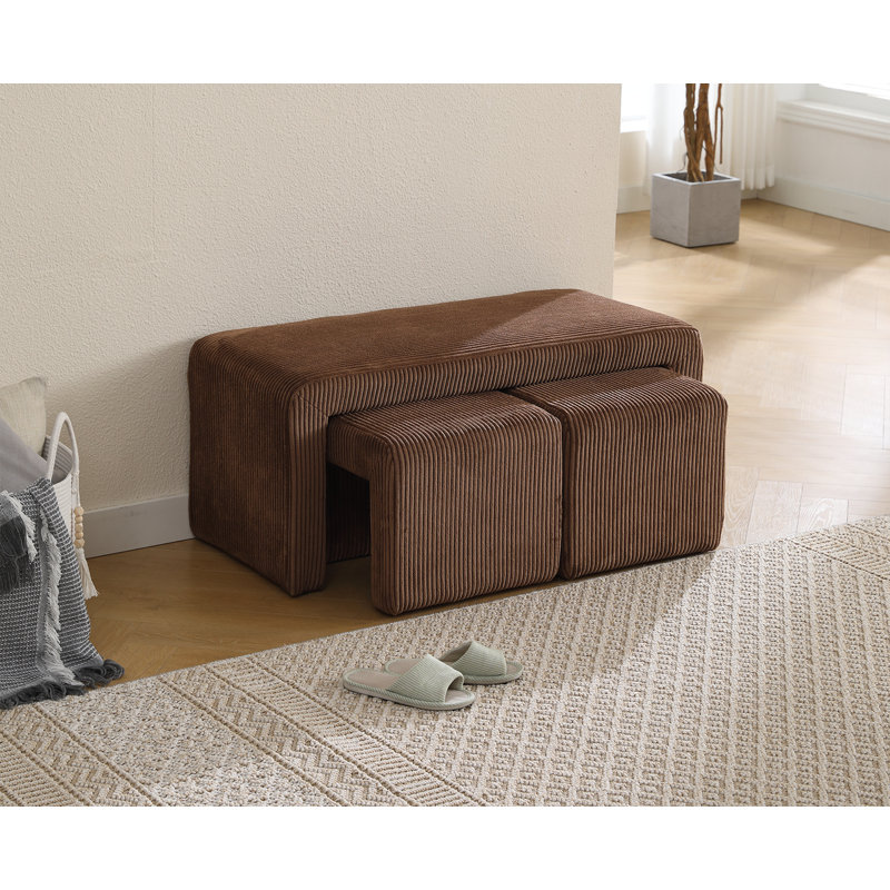 Faux Fur Upholstered Bench, Brown