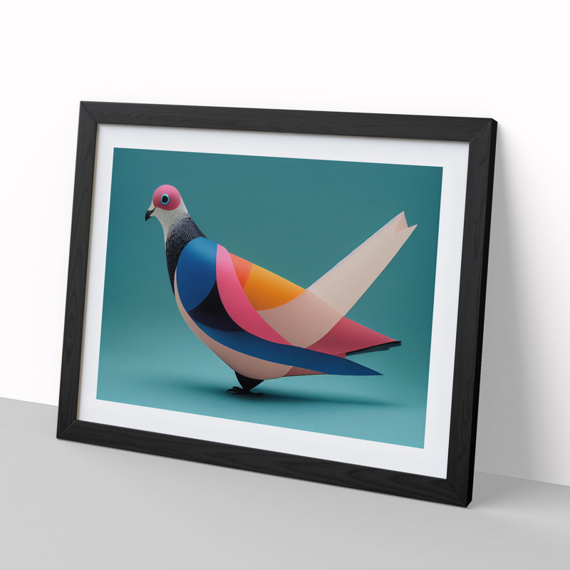 Abstract Pigeon Bird Vol.3 - Framed Print, Black, 46cm H x 64cm W x 2cm D
