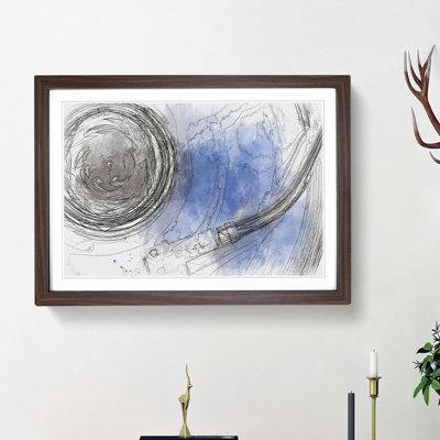 Blue Vinyl Record in Abstract - Picture Frame Drawing Print