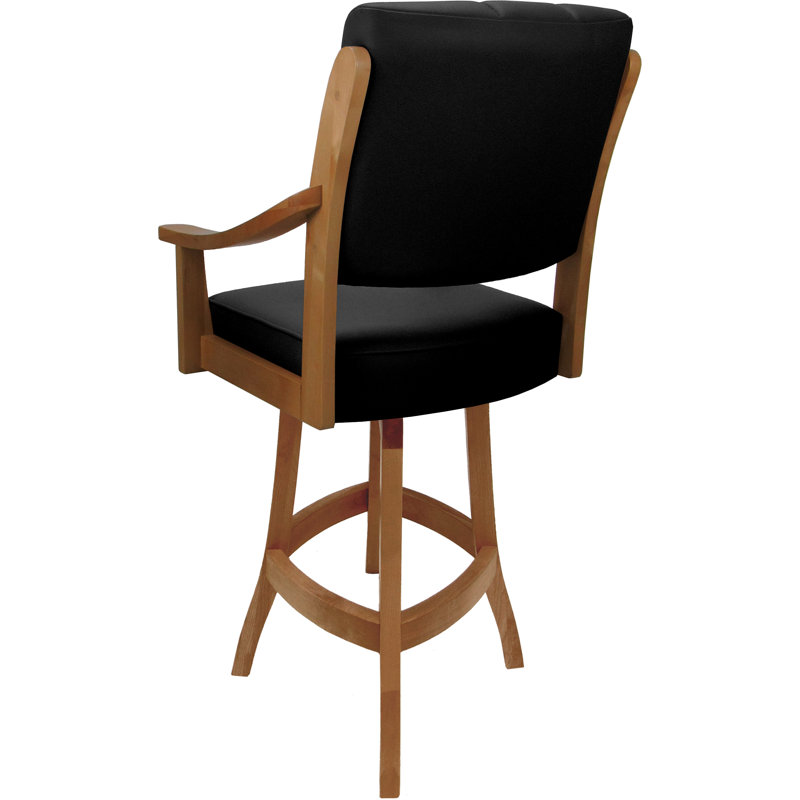 Tabouret de bar en bois massif Havertown, Siège noir / cadre brun