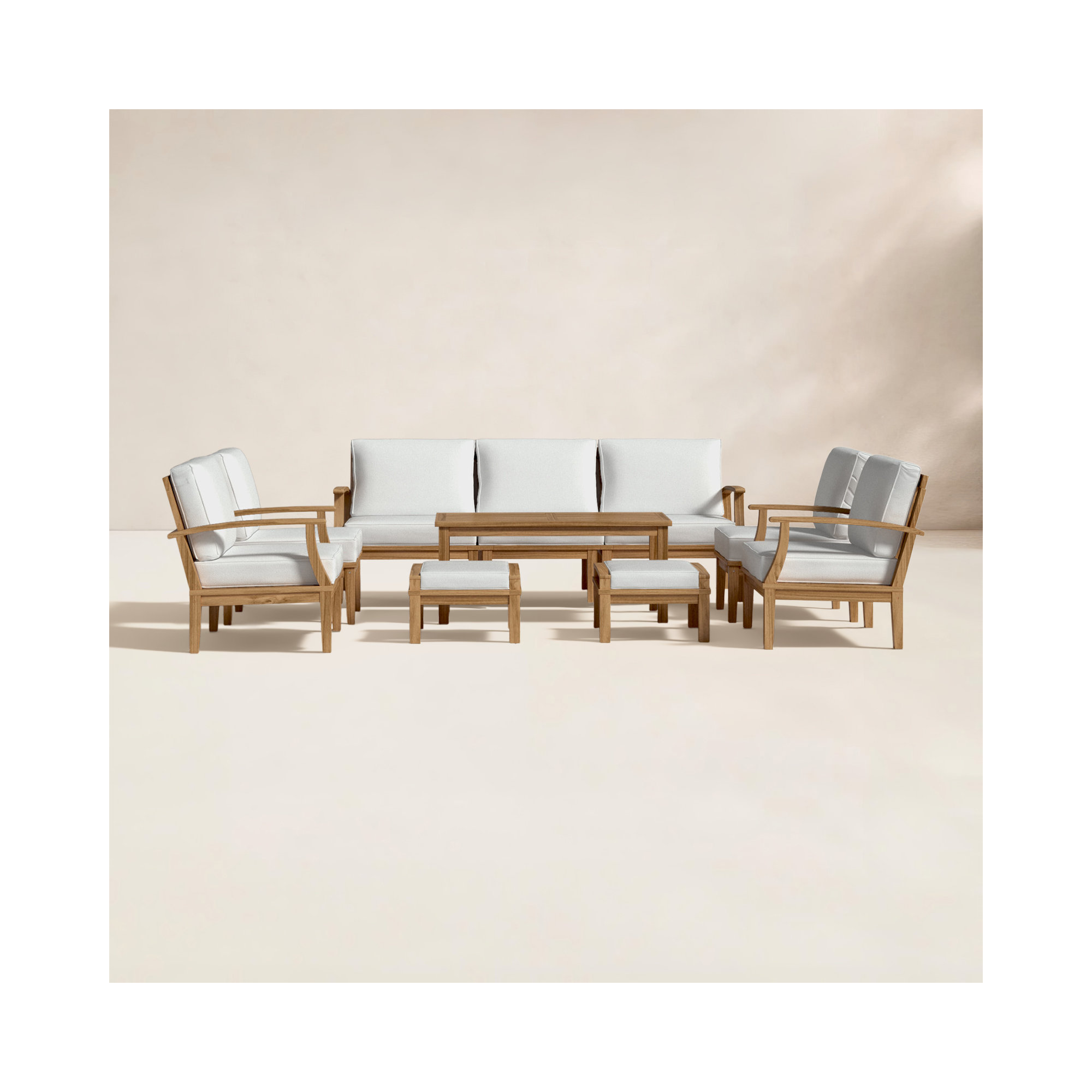 Modway Marina 10 Piece Outdoor Patio Teak Set, White